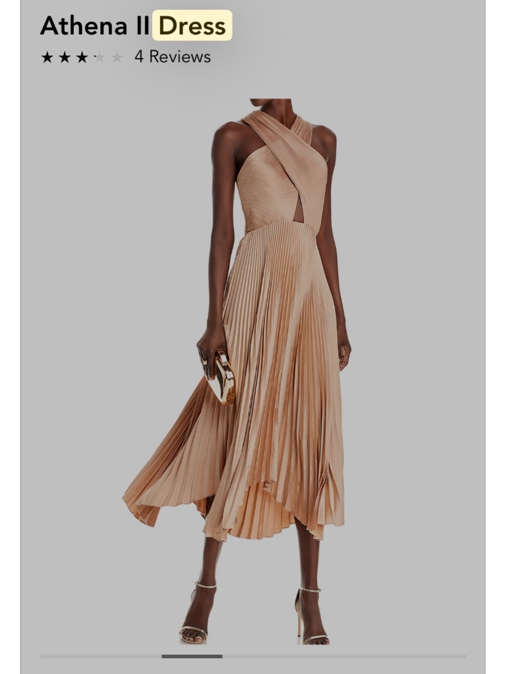 Athena One-Shoulder Pleated Midi Dress - Blush Tan